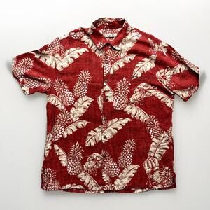Batik Bay Hawaiian Shirt Mens Large Rayon Pineapple Crawfish Beach Fish Vacation